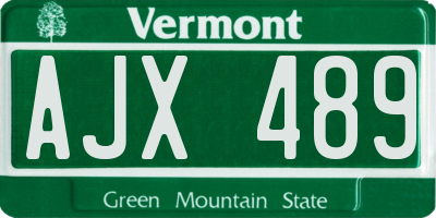 VT license plate AJX489