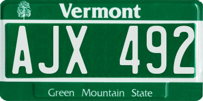 VT license plate AJX492