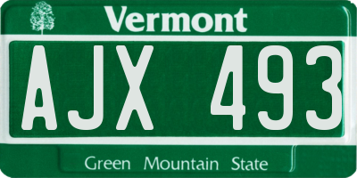 VT license plate AJX493
