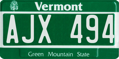 VT license plate AJX494