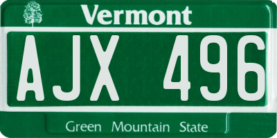 VT license plate AJX496