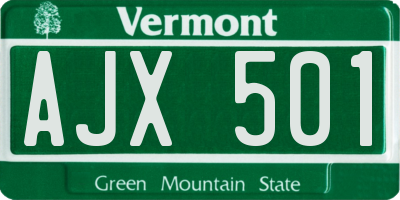VT license plate AJX501