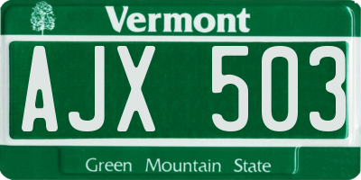 VT license plate AJX503
