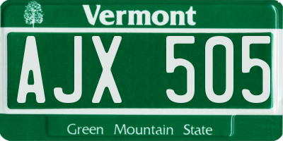 VT license plate AJX505