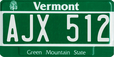 VT license plate AJX512