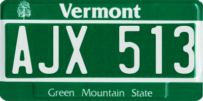 VT license plate AJX513