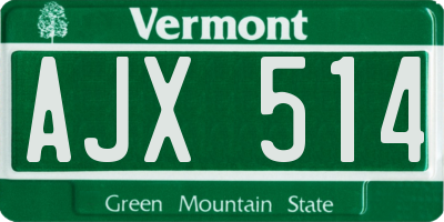 VT license plate AJX514