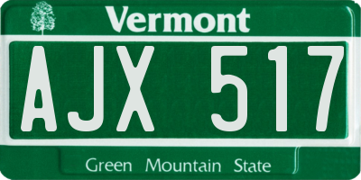 VT license plate AJX517
