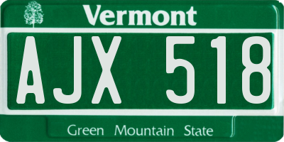 VT license plate AJX518