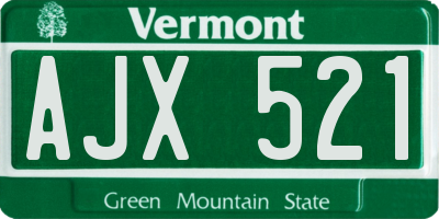 VT license plate AJX521