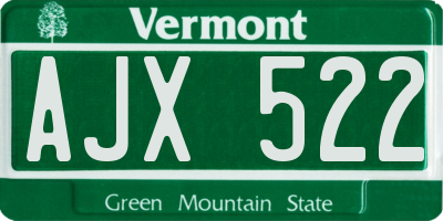 VT license plate AJX522