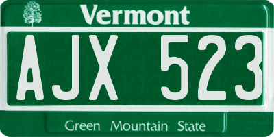 VT license plate AJX523