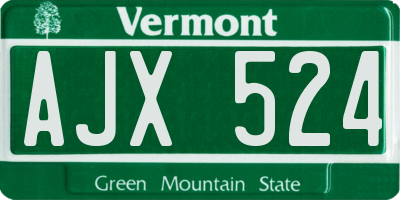 VT license plate AJX524