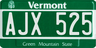 VT license plate AJX525