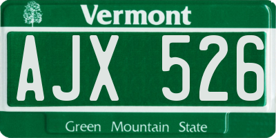 VT license plate AJX526