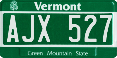 VT license plate AJX527
