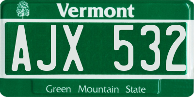 VT license plate AJX532
