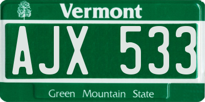 VT license plate AJX533