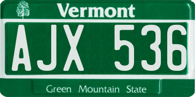 VT license plate AJX536