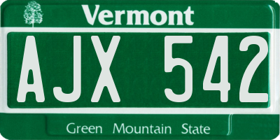 VT license plate AJX542