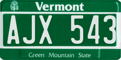 VT license plate AJX543