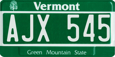 VT license plate AJX545