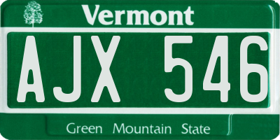 VT license plate AJX546