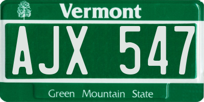 VT license plate AJX547