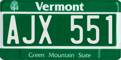 VT license plate AJX551