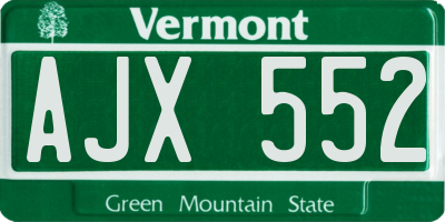 VT license plate AJX552