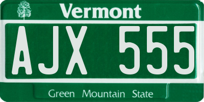 VT license plate AJX555
