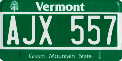 VT license plate AJX557