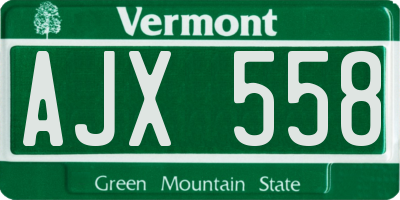 VT license plate AJX558