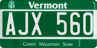VT license plate AJX560