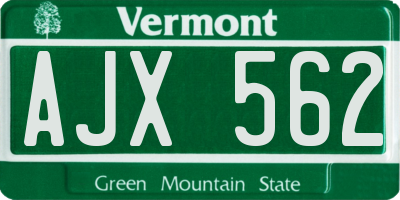 VT license plate AJX562