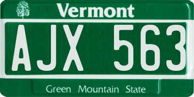 VT license plate AJX563