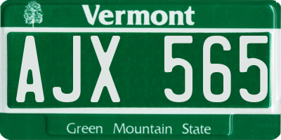 VT license plate AJX565