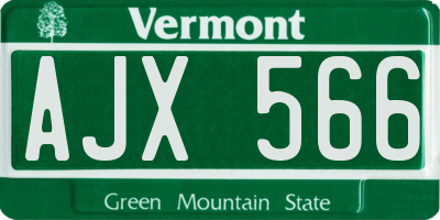 VT license plate AJX566
