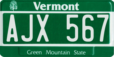 VT license plate AJX567