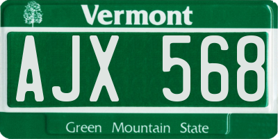 VT license plate AJX568