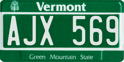 VT license plate AJX569