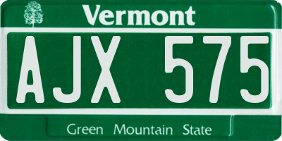 VT license plate AJX575