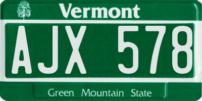 VT license plate AJX578