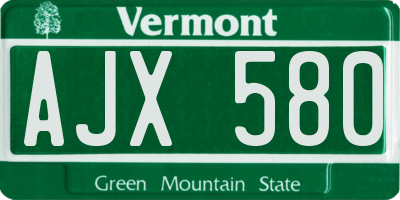 VT license plate AJX580
