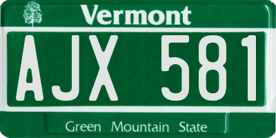 VT license plate AJX581