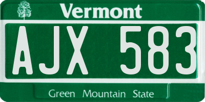 VT license plate AJX583