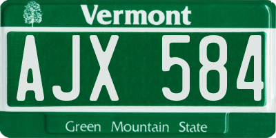 VT license plate AJX584