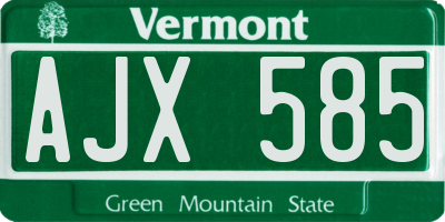VT license plate AJX585