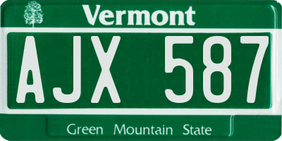 VT license plate AJX587