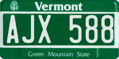 VT license plate AJX588
